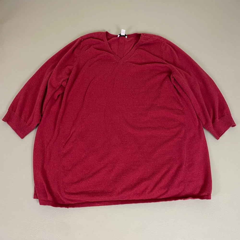 Susan Graver Cardigan Sweater Women's Plus Size 2X Red V-Neck Button Back‎ Knit